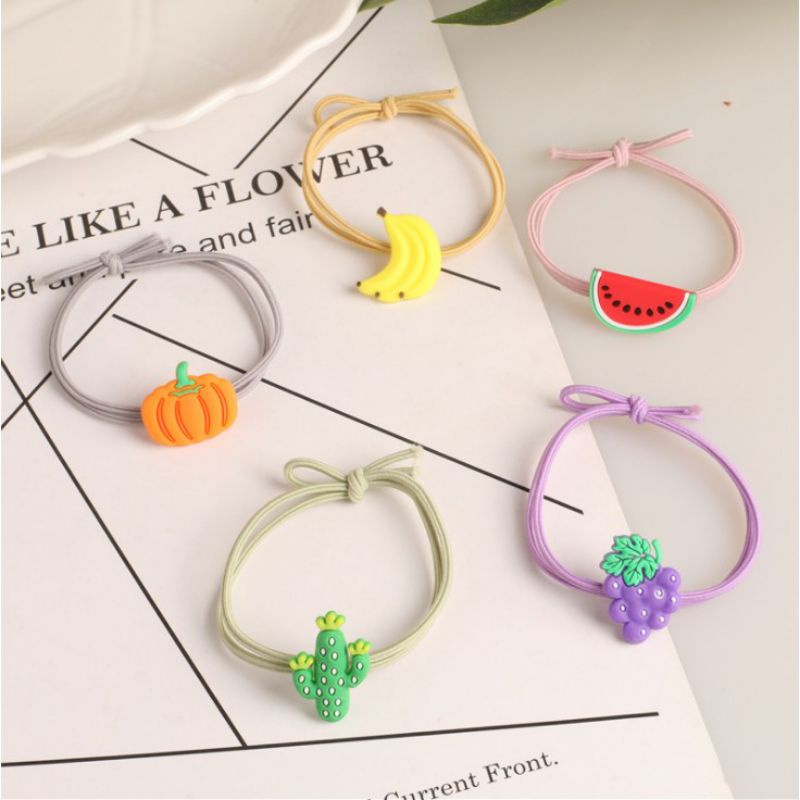 Dây cột tóc buột tóc dây thun Trái Cây Lá Cây Cối 1 cái