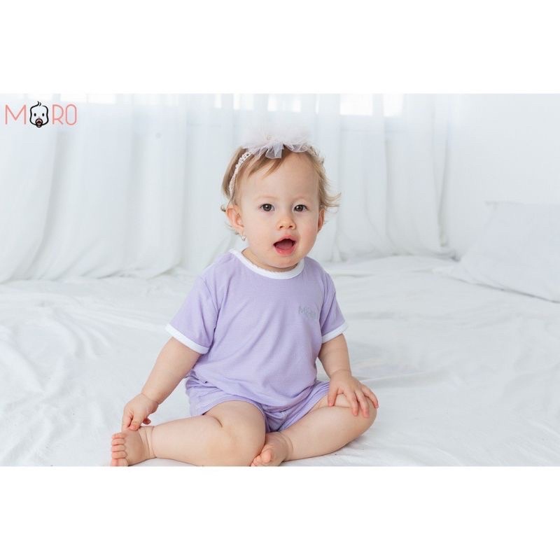 MORO chính hãng - Bộ ngắn tay cài vai, vải gỗ sồi Modal MRM003
