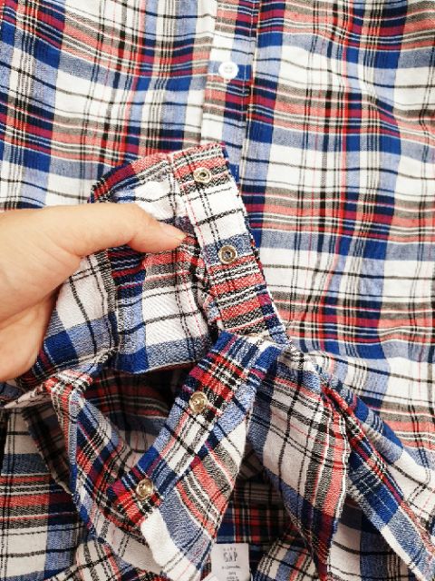 Body bé trai sơ mi kẻ xanh đỏ Romper Gap