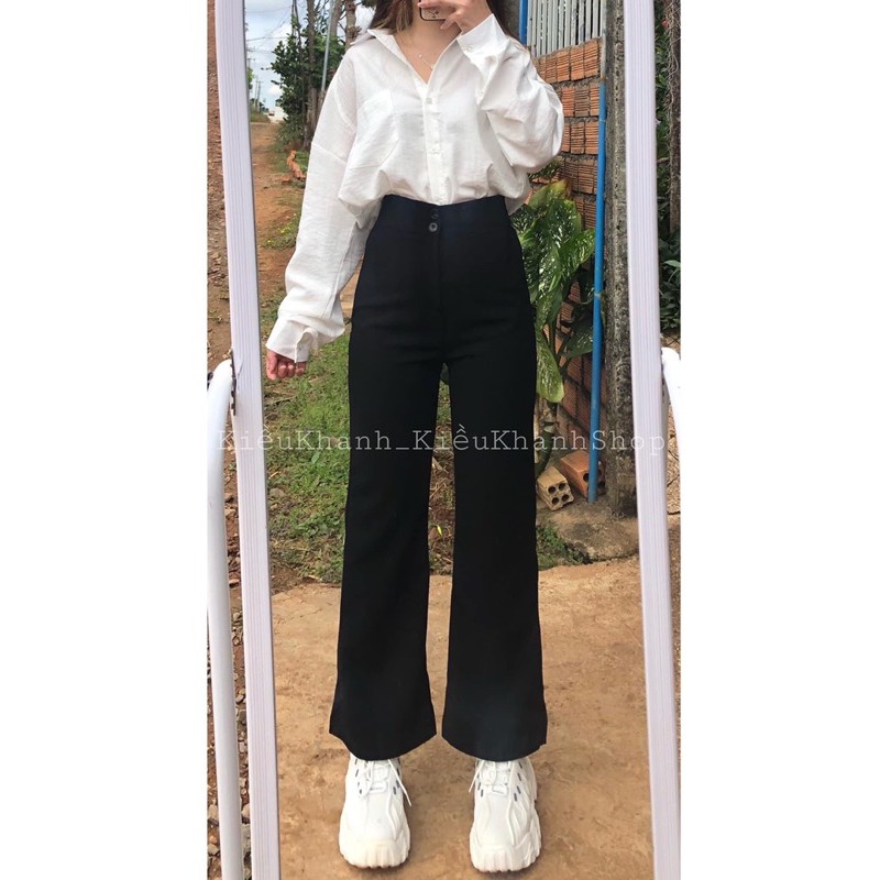 Quần loe cạp cao 2 nút (Ảnh thật shop chụp)