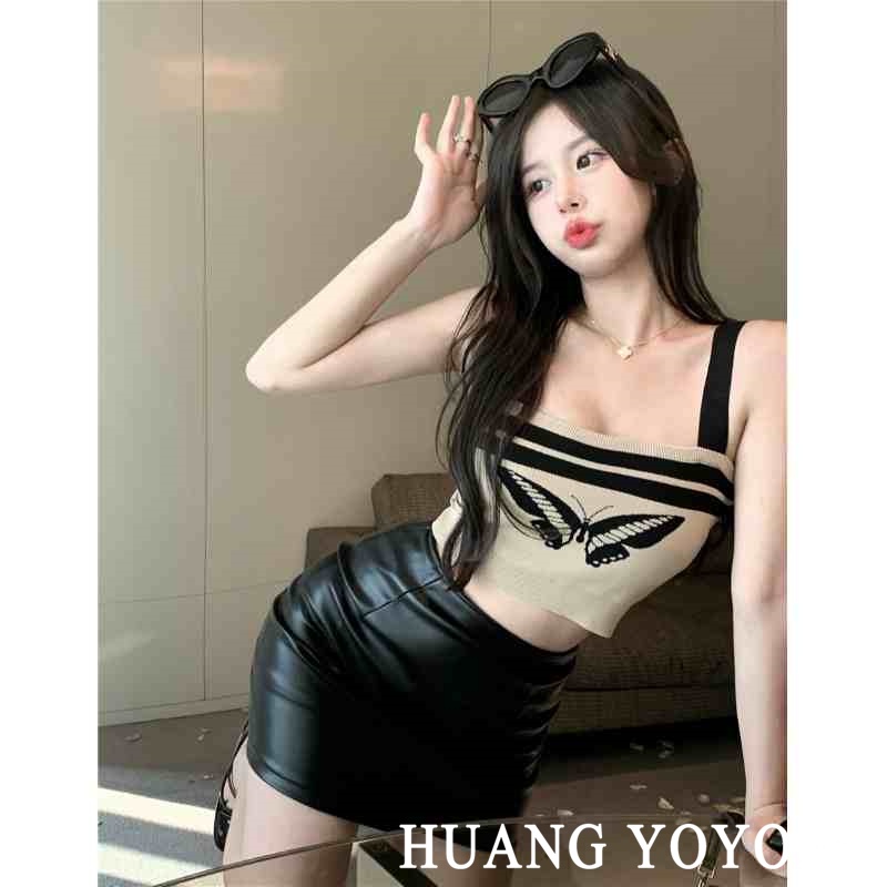 Áo Hai Dây Dệt Kim Vải Lụa Lạnh Dệt Kim Đính Nơ Phong Cách Hàn Quốc Quyến Rũ Dành Cho Nữ