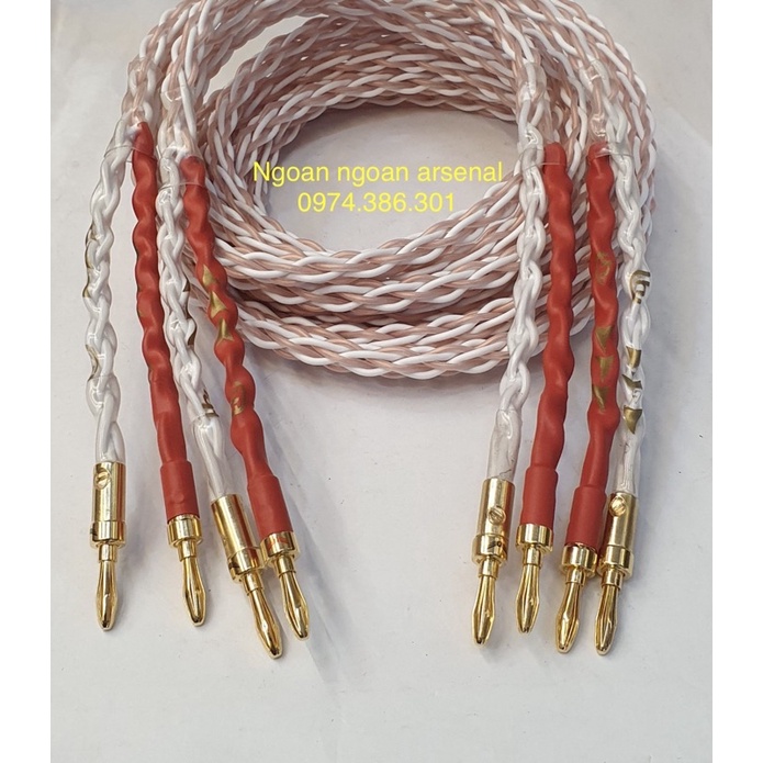 Cặp dây loa 5m 2 vế jack bắp chuối hoặc mỏ chim cứng đã hoàn thiện
