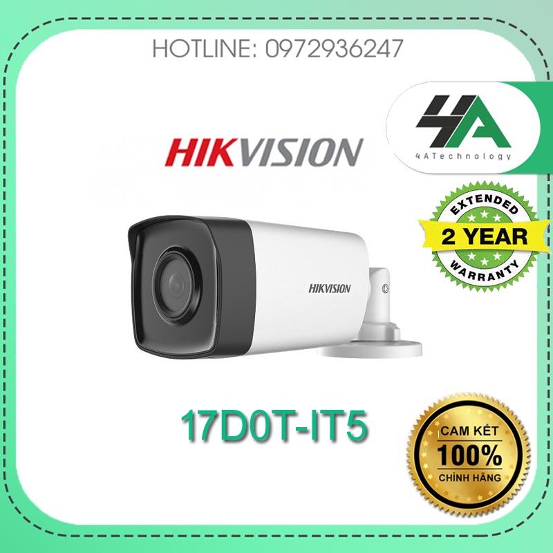 Camera HD-TVI hồng ngoại 2.0 Megapixel HIKVISION DS-2CE17D0T-IT5 (chính hãng Hikvision Việt Nam)