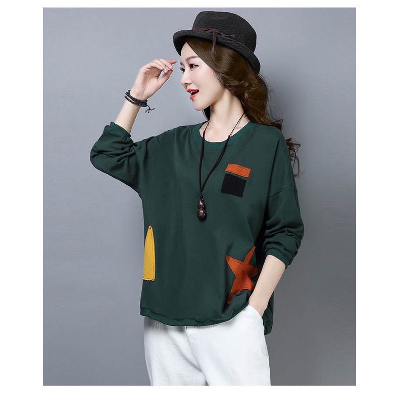 Áo Thun Tay Dài In Họa Tiết Thời Trang Cho Phụ Nữ Trung Niên