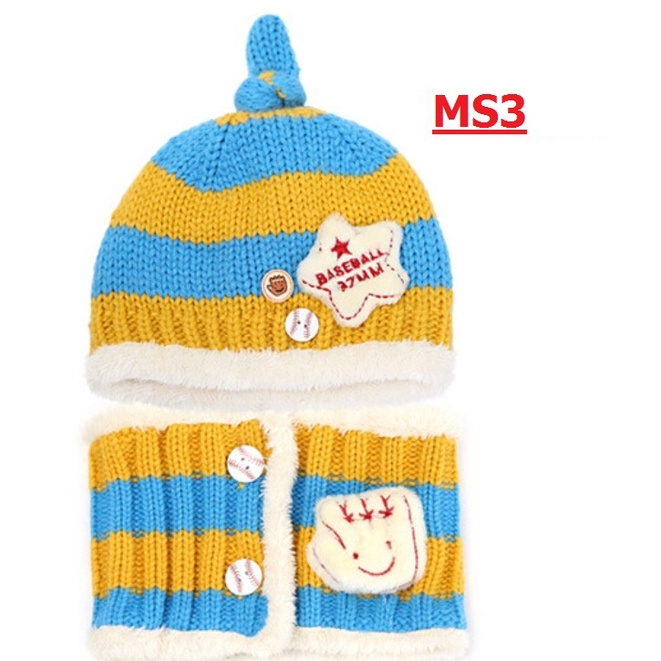 SET MŨ LEN + KHĂN LEN MINKBABY CHO BÉ 6 THÁNG- 4 TUỔI ( MẪU 3)