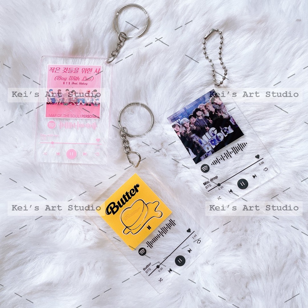 Móc khóa spotify 5x7.5cm: big bang, red velvet, bts, blackpink, tara..