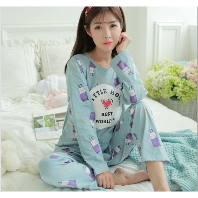 Bộ Đồ Bầu Và Sau Sinh Dài Tay Azuno AZ10341 Mặc Nhà Cao Cấp 100% Cotton Chất Mát, Mềm Mại, Không Nhăn