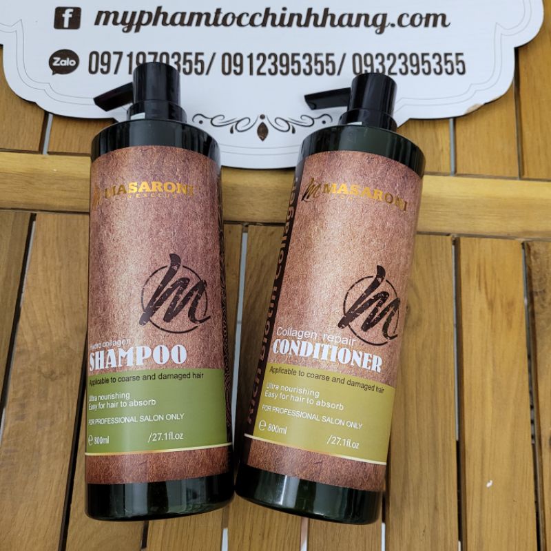 DẦU GỘI XẢ MASARONI COLLAGEN 800ML