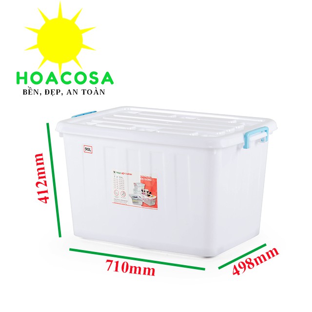 Bộ 5 Thùng/ 10 Thùng nhựa đa năng 90 Lít (90L) 6 bánh xe- Đồ Gia Dụng Hoacosa.