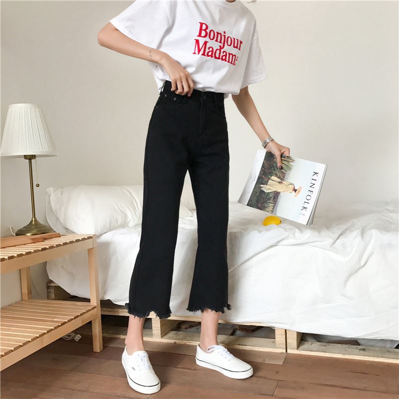 [SẴN] Quần jeans ống rộng nữ lưng cao Ulzzang Quảng Châu QDJ75