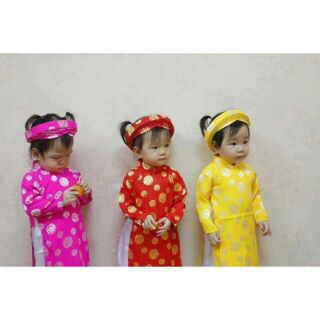 [⚡FREESHIP⚡] Set Áo Dài Gấm Thái Tuấn Cao Cấp Cho Bé Gái Hàng Thiết Kế Đủ Size Cho Bé Từ 6kg đến 27kg