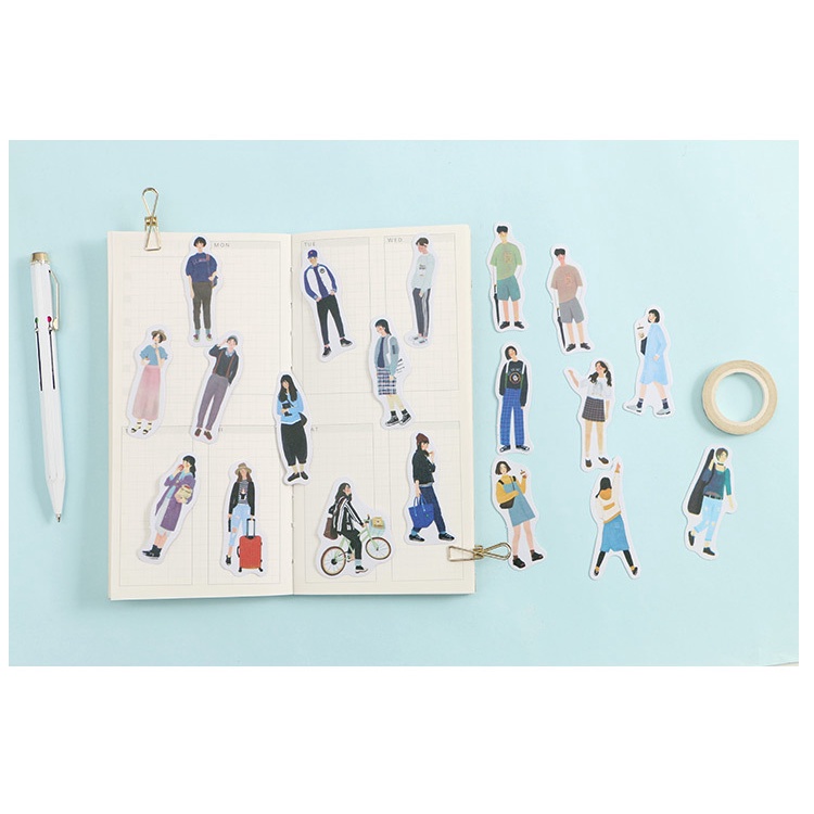 40 Miếng dán washi hình người dùng trang trí sổ tay