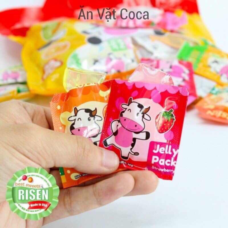 Thạch zaizai trái cây 6 vị Luxumi Risen Jelly Mỹ 512g