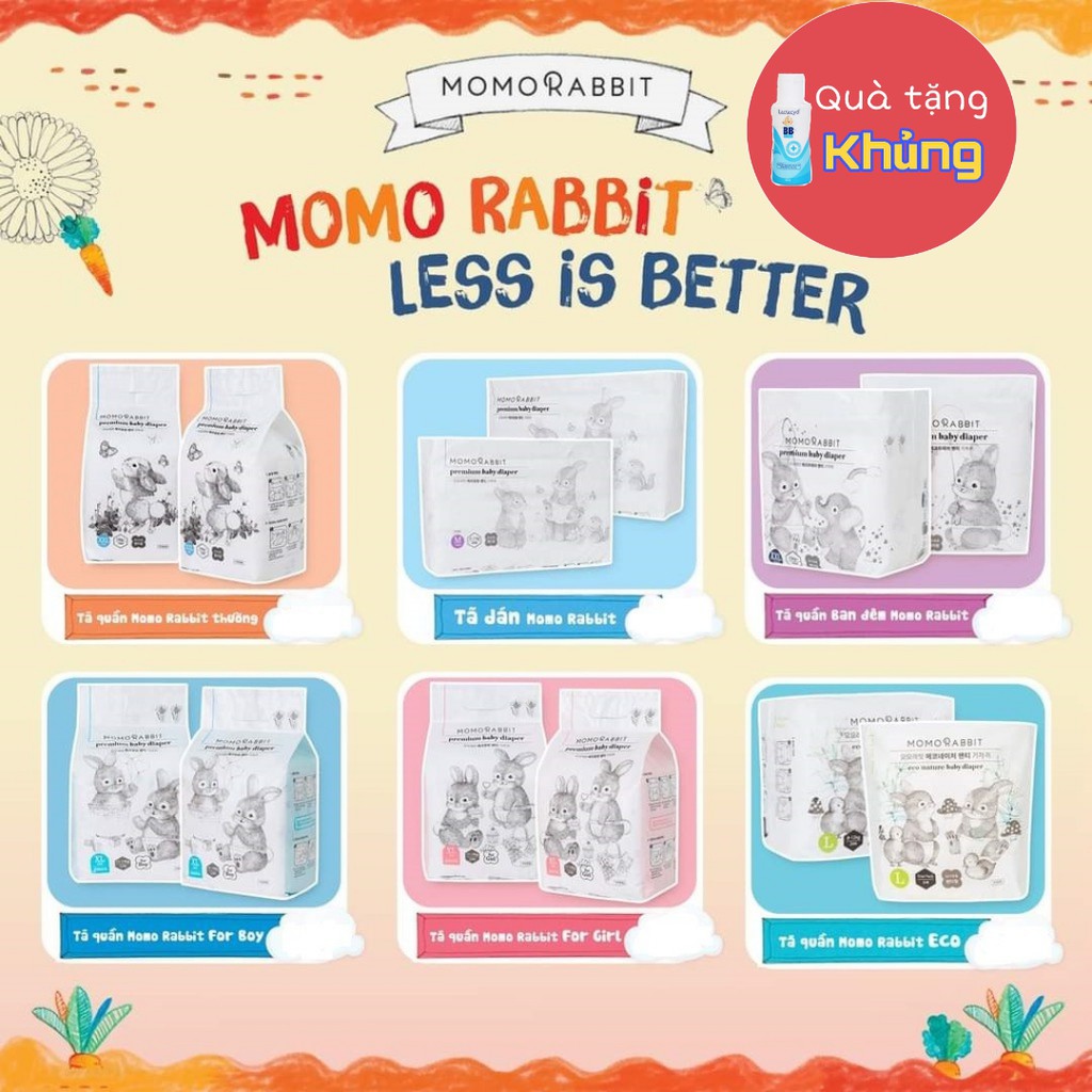  Bỉm Quần/Dán Momo Rabbit Nội Địa Hàn Đủ Size S36/M32/L30/XL36 và M30/L28/XL22/XXL18