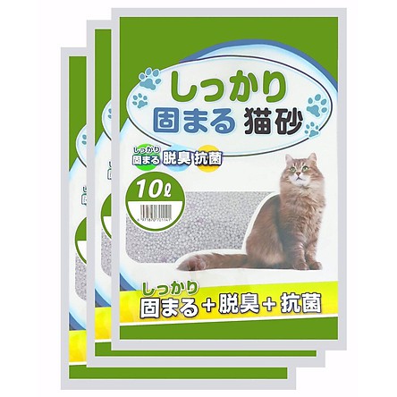 🐱[HÀNG CÓ SẴN]🐱 Combo 3 bịch cát Nhật Bản vệ sinh cho mèo cát trắng - Túi 10L ⭐