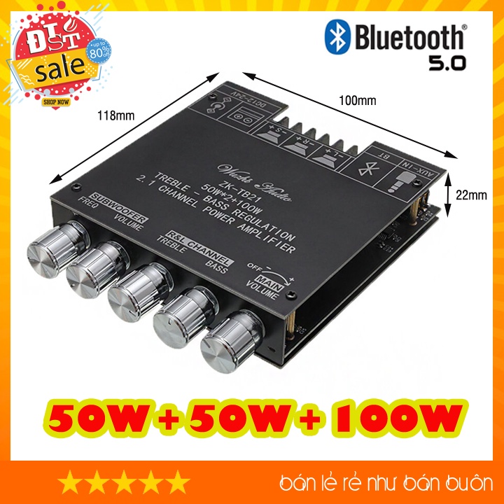 Mạch khuếch đại âm thanh 2.1 Bluetooth 5.0 ZK-TB21