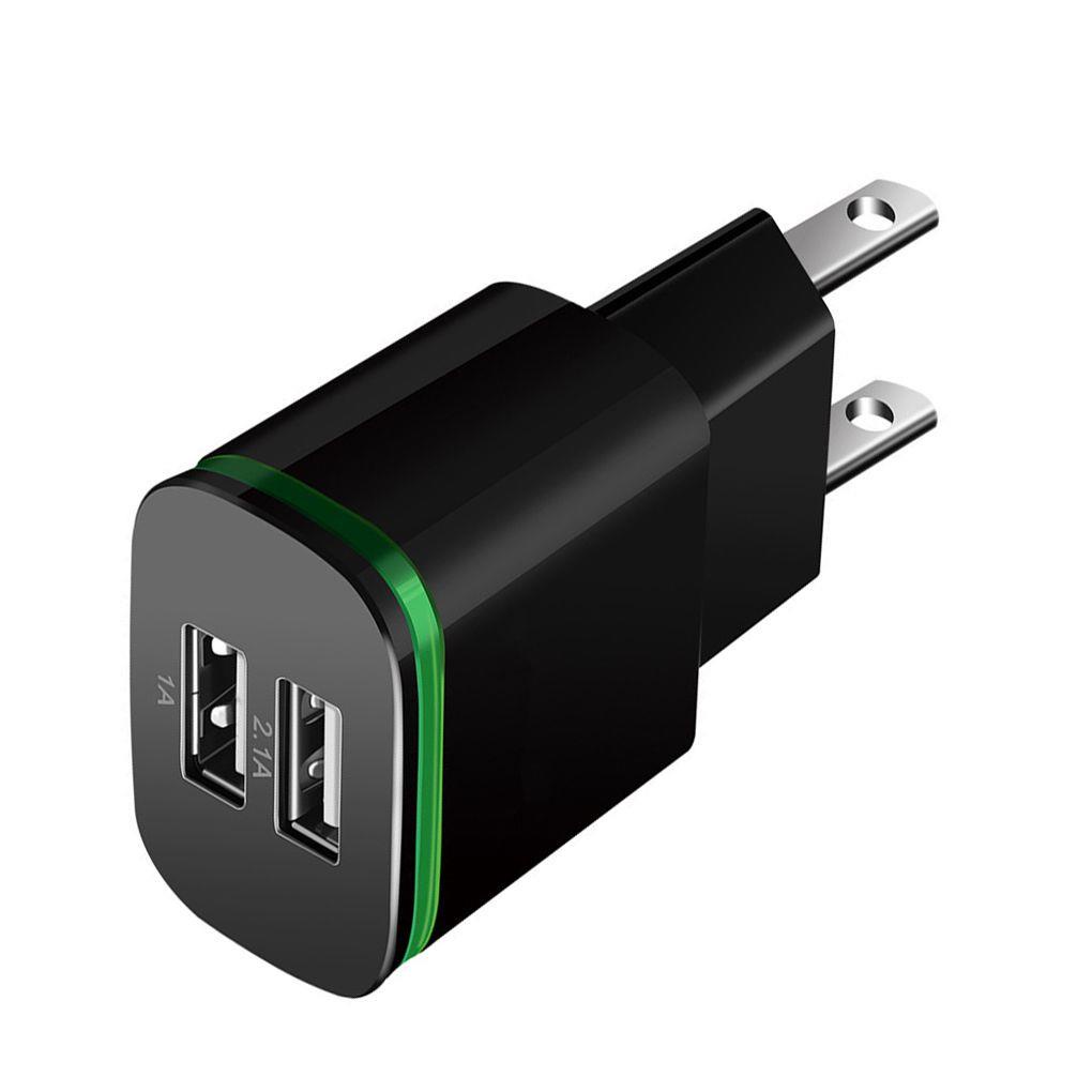 [Coco] 2 Ports LED Light USB Charger 5v 2A Mobile Phone Wall Adapter White Black Travel Micro Charging Cube