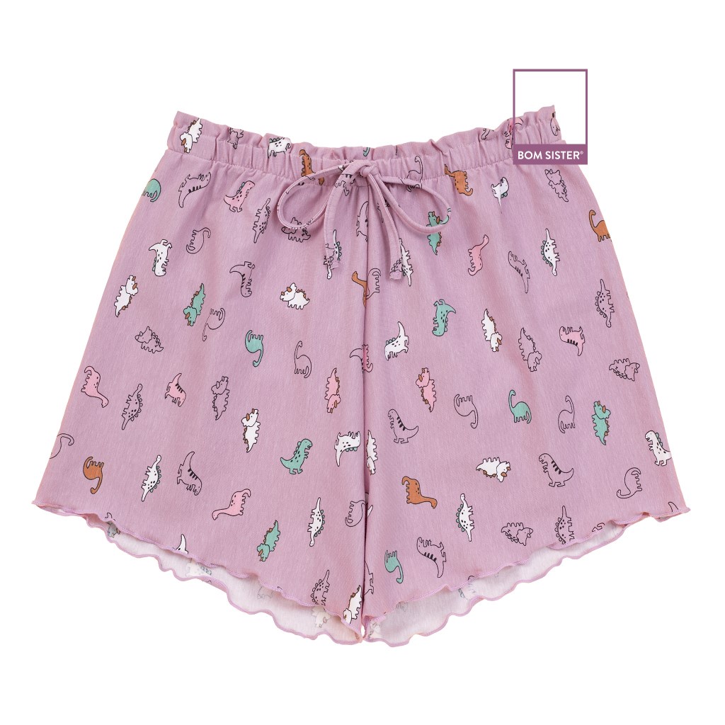 Quần đùi ngủ cotton chân bèo họa tiết dễ thương BOM SISTER QT00010