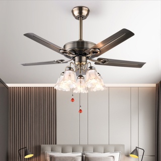 Quạt trần, quạt trần đèn cánh hợp kim 5 chao JM sang trọng trang trí phòng khách kèm khiển (Bảo hành động cơ 10 năm)