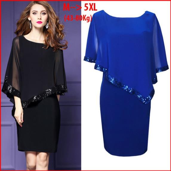 [SIZE M--> 5XL ] Đầm suông trung niên dự tiệc U40 U50 kiểu Đầm trung niên cao cấp  - THỜI TRANG TRUNG NIÊN D373 New *