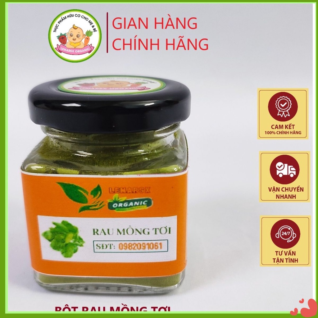 Bột Rau Mồng Tơi Hữu Cơ Sấy Lạnh 90gram Cho Bé Ăn Dặm