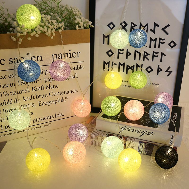 Dây đèn led banh chỉ cotton trang trí decor nhà cửa, lễ Tết (cắm điện)