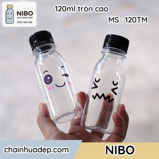 [Chai nhựa 100ml] 20 vỏ chai đựng sữa chua 120ml tròn, dán sẵn hình cute không thấm nước | MS : 120TM