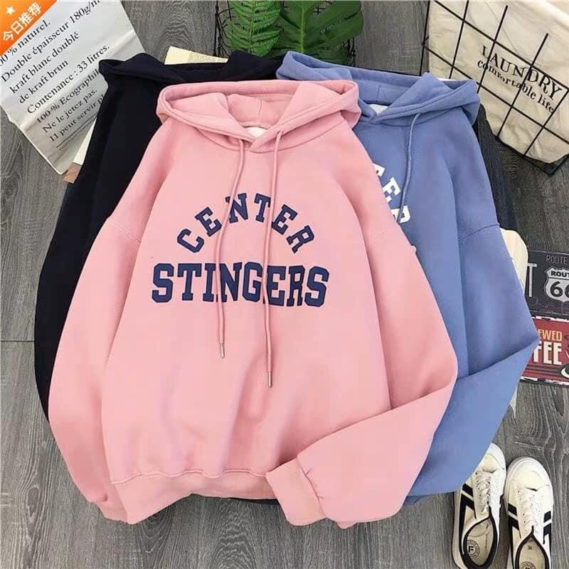 Áo hoodie nữ nỉ bông Ulzzang unisex loại CAO CẤP chất đẹp có mũ CENTER STINGERS mặc thu đông- Mới nhất