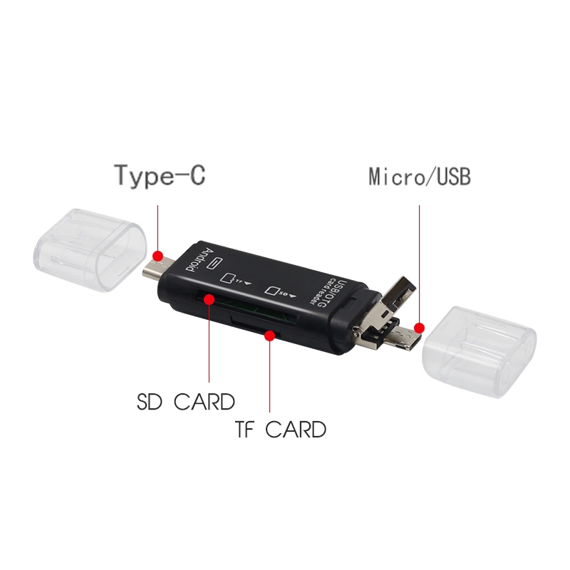 Đầu đọc thẻ OTG 5 trong 1 ( Type C / Micro USB / TF ) tốc độ cao USB 2.0 tiện dụng