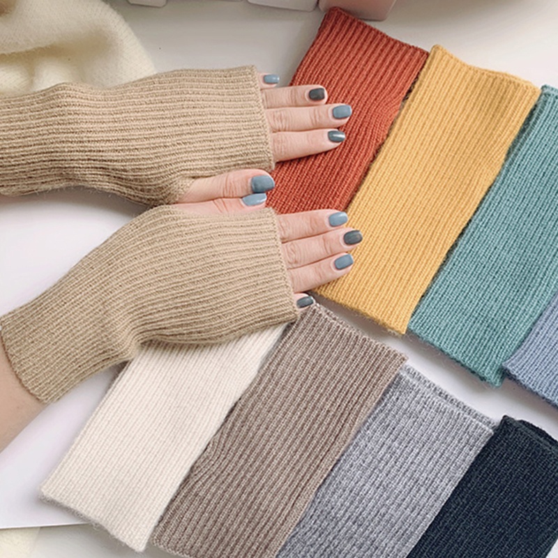 Găng Tay Dệt Kim Hở Ngón Chống Tia UV Có Thể Chạm Màn Hình Cảm Ứng