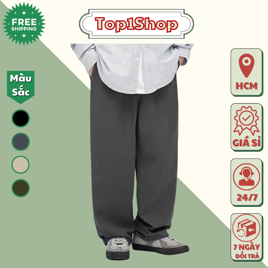 Quần Kaki Nam Baggy Ống Rộng Dáng Suông Basic Unisex