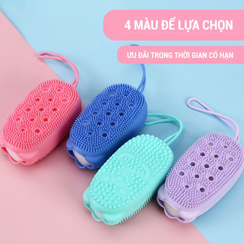 [HÀNG CÓ SẴN] Bông Tắm Silicon Tạo Bọt 2 Mặt Siêu Mềm Massage Có Dây Treo Bông Tắm Hình Chuột