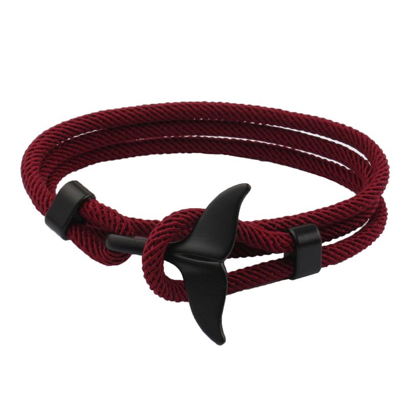 Vòng Tay Dây Thừng Bện Mặt Đuôi Cá Voi Handmade Phong Cách Viking Dành Cho Tình Bạn / Đi Biển /