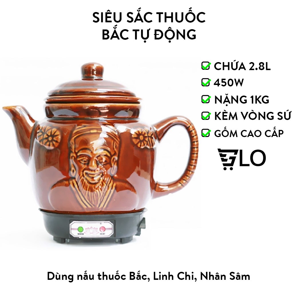 [HCM] Ấm Siêu Sắc Thuốc Bắc 2.8L Kèm Vòng Sứ Cao Cấp