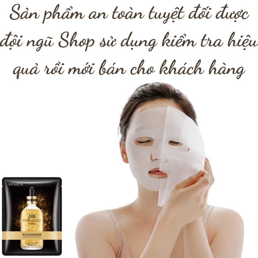 Mặt nạ vàng 24k dưỡng trắng sáng da chống lão hóa cấp ẩm VENZEN mask nội địa trung