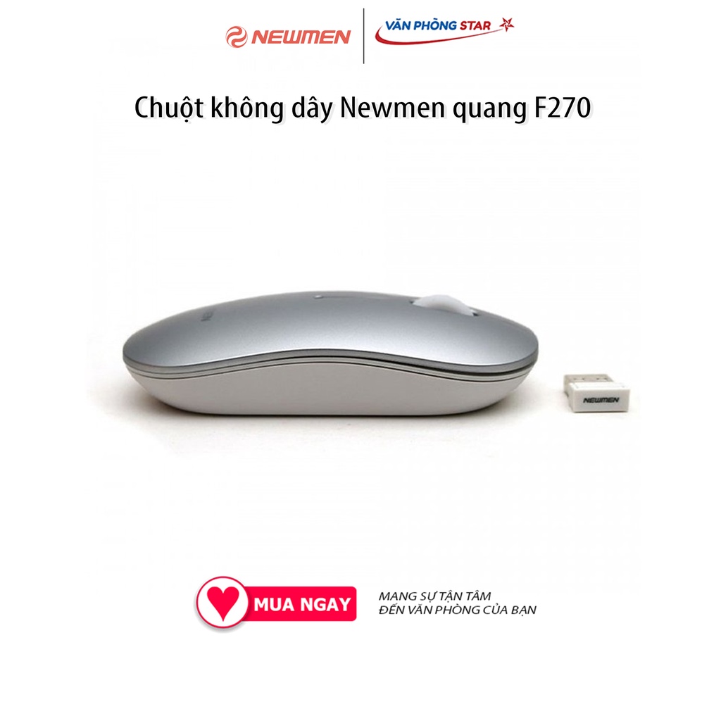Chuột không dây Newmen quang F270, kết nối Chuẩn giao tiếp USB-Wireless, di chuyển được trên nhiều bề mặt, 1000CPI