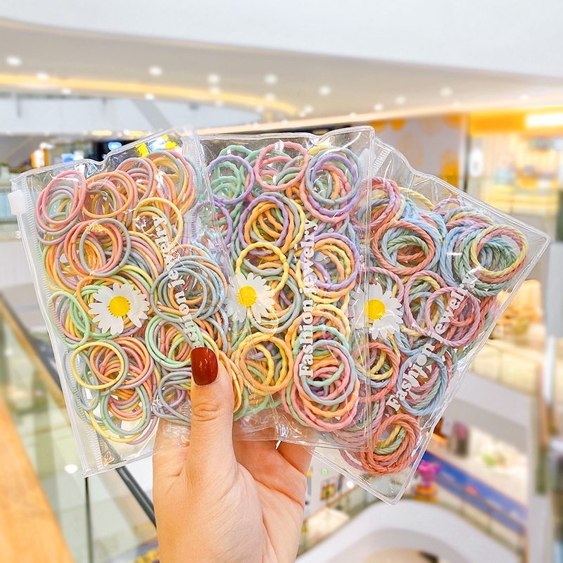 Bộ 100 Dây Thun Cột Tóc Nhiều Màu Sắc Thời Trang Dành Cho Nữ