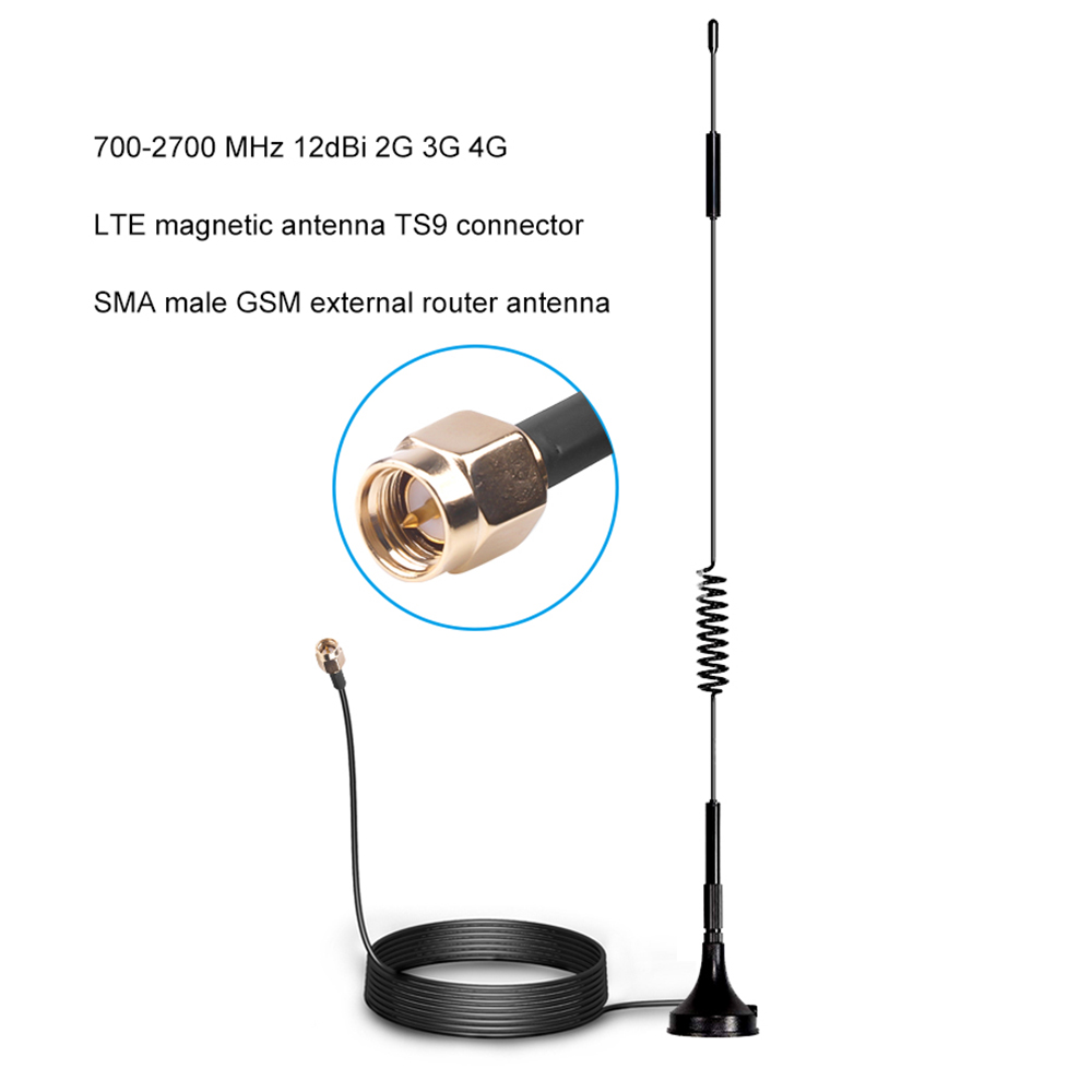 Anten cốc hút không dây tăng cường tín hiệu wifi 2G 3G 4G LTE 12DBI 1.5M CRC9 TS9 SMA tùy chọn tiện lợi