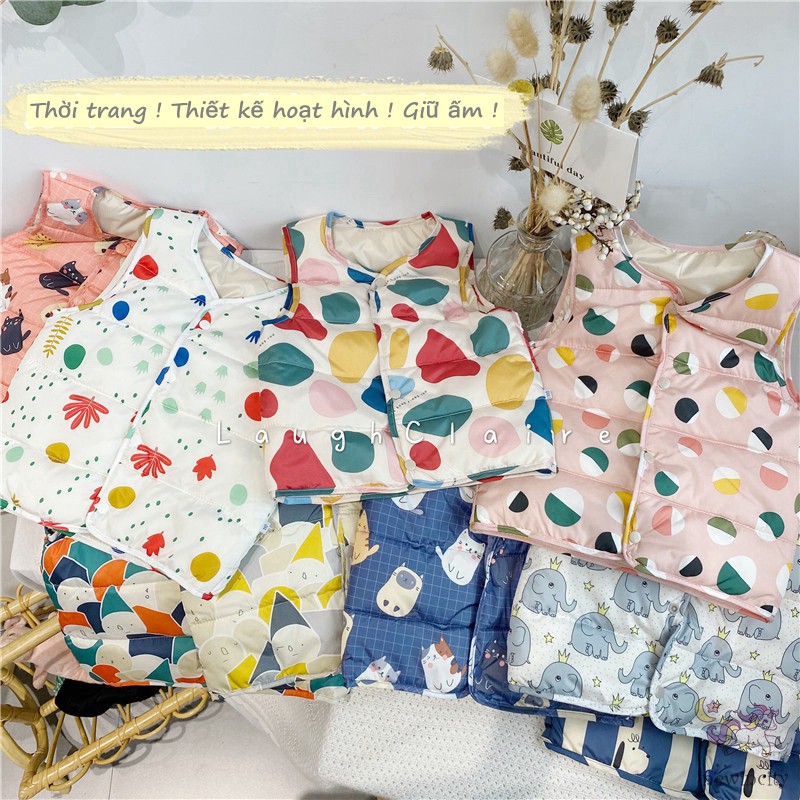 Áo khoác giữ ấm in họa tiết xinh xắn thời trang kiểu Hàn Thu Đông cho bé