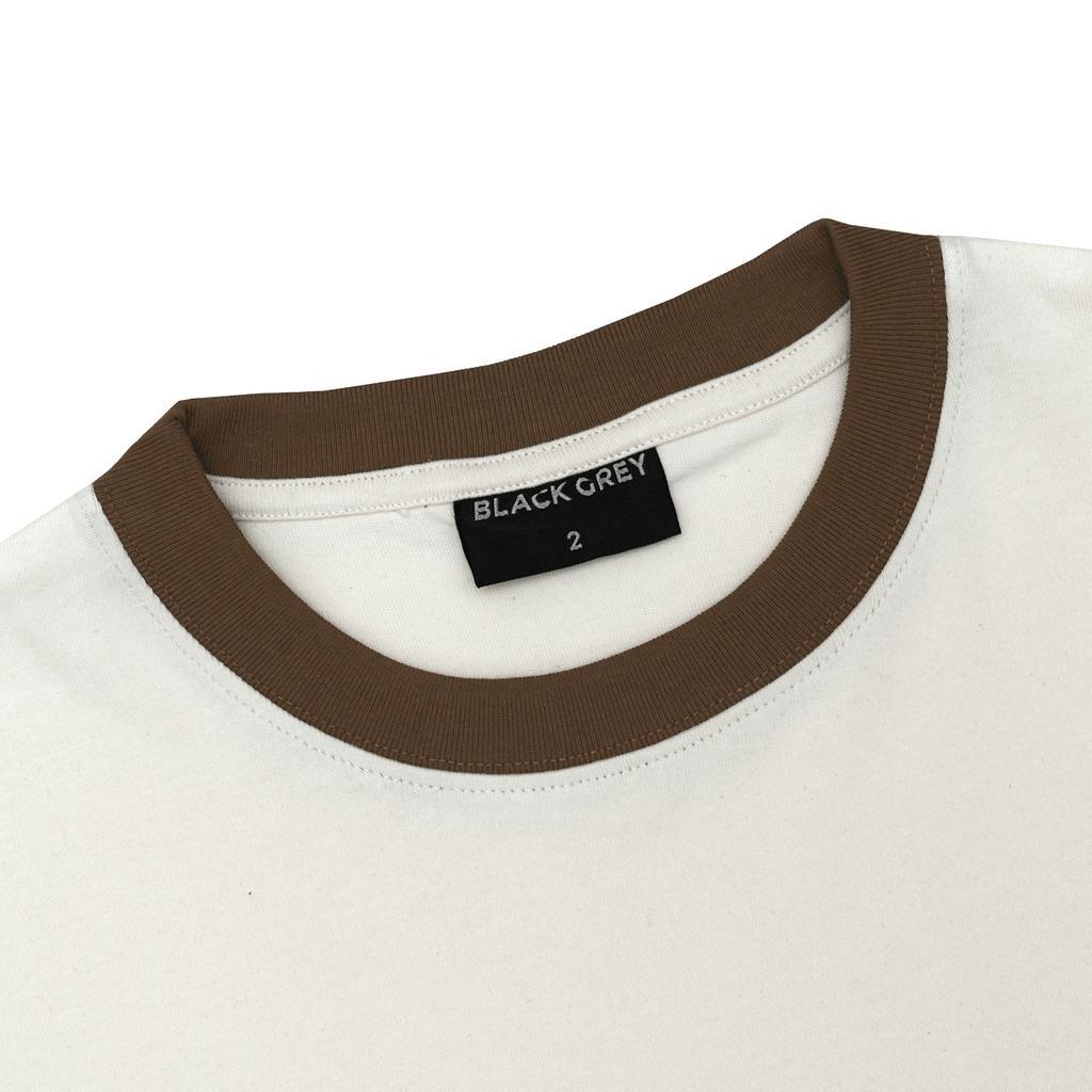 Áo thun tay lỡ Black Grey x Four Basic Piping classic Cream Brown T303