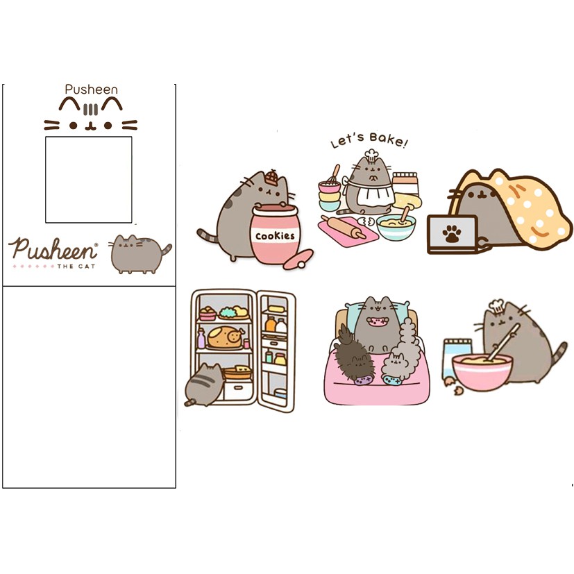 sticker pusheen cắt rời size to SCI6 có bao giấy cute dễ thương bullet journal
