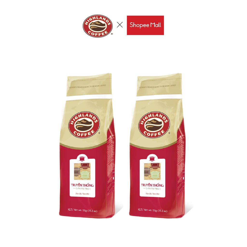 [Mã GROWEEK1 giảm 10% đơn 300K] COMBO 2 Túi Cà Phê Bột Truyền Thống Highlands Coffee 1kg/túi