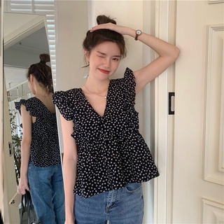 Áo sơ mi hoa không tay cổ chữ v thời trang dành cho nữ