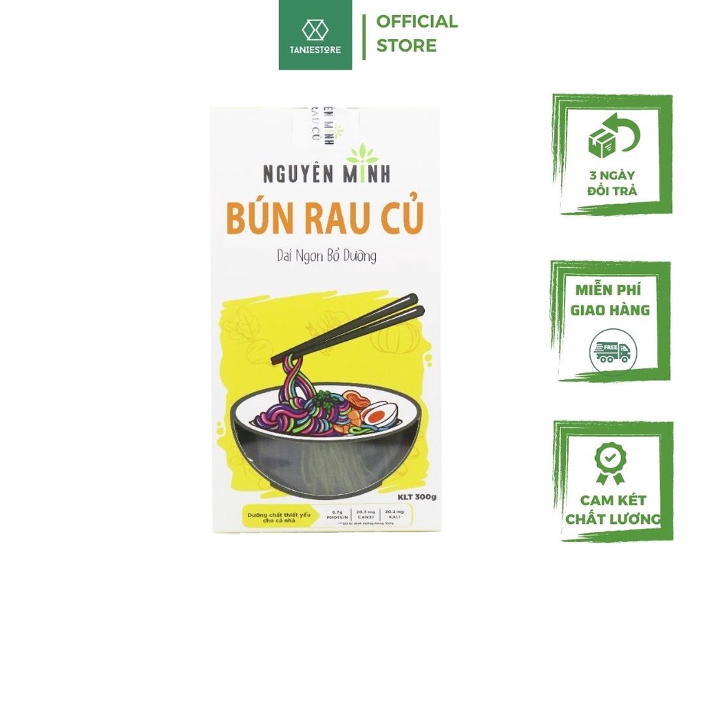 Mì rau củ, bún rau củ Nguyên Minh 300gram nhiều Vitamin khoáng chất, KHÔNG hóa chất