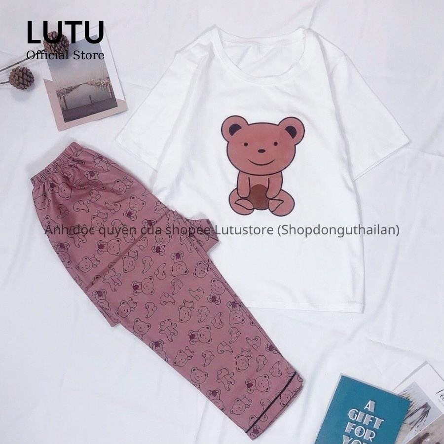 Bộ Pijama Áo Thun Cotton In Hình Quần Dài Kate Thái Họa Tiết Cute