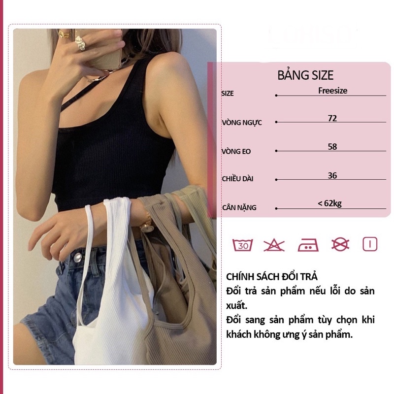 Croptop - áo 2 dây chéo lệch vai - bra gân tăm có đệm - LUT