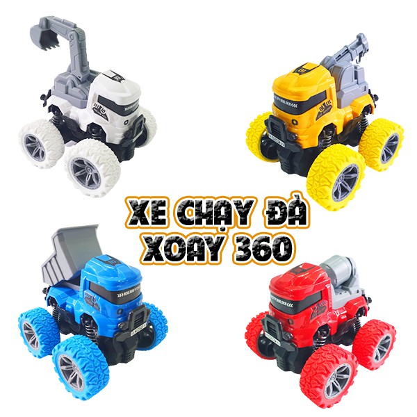 Đồ chơi xe chạy trớn nhẹ nhàng hình xe công trường (công trình) địa hình dành cho bé trai, xoay 360