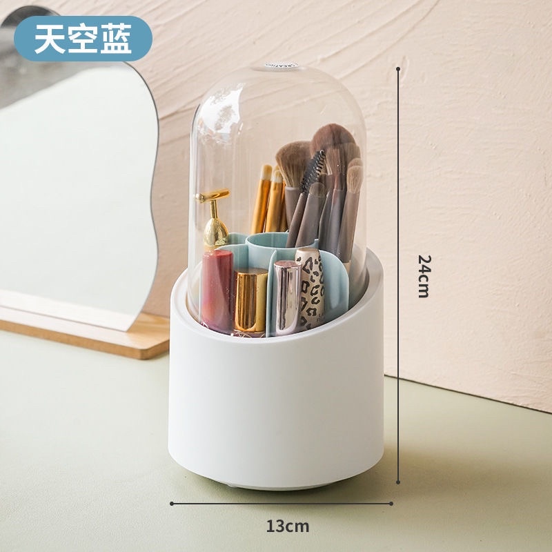 HỘP ĐỰNG CỌ TRANG ĐIỂM XOAY TRÒN CÓ NẮP ĐẬY CHỐNG BỤI SANG TRỌNG MÀU TRẮNG