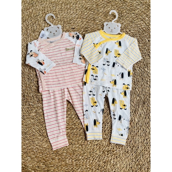 Bộ quần áo dài tay cài lệch cotton họa tiết cún Father Care cho bé