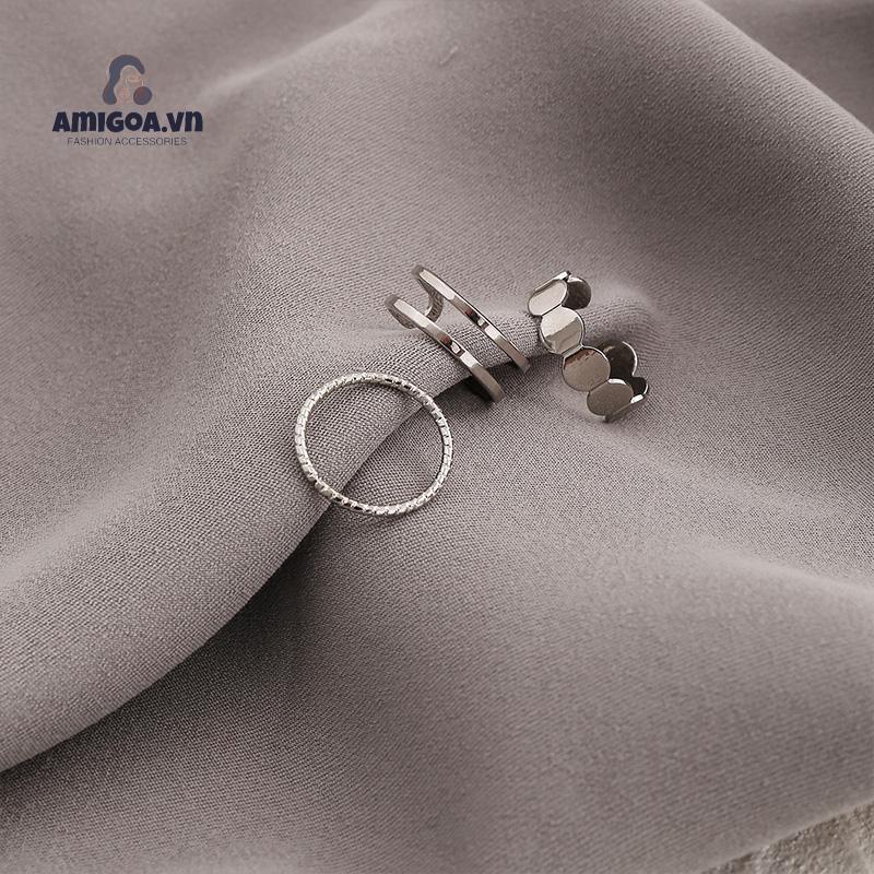 Bộ Nhẫn Hình Trái Tim/Bướm/Mặt Cười/Trái Tim/Mặt Cười Màu Vàng/Bạc Đơn Giản